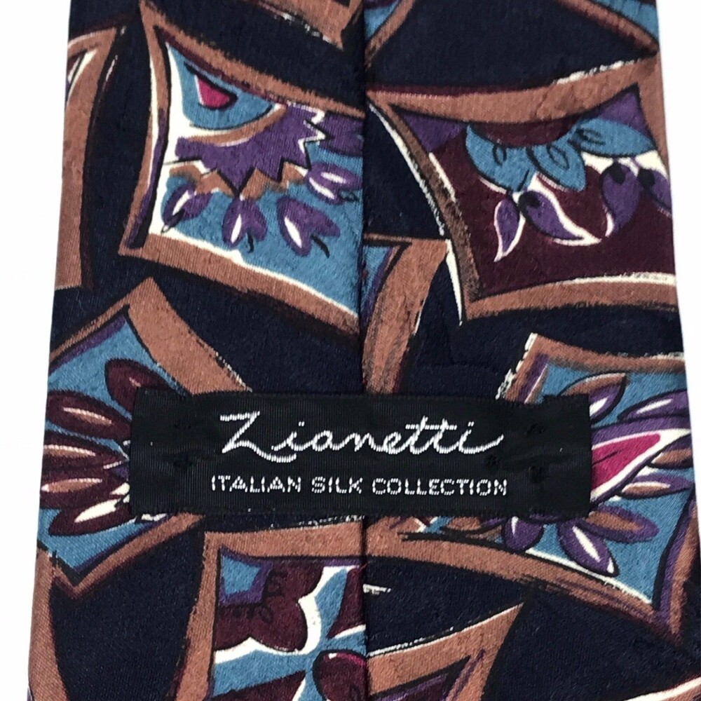 Zianetti Italian Silk Collection Tie Men's Vintage Necktie 57" Classic Length - Picture 5 of 9